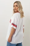 Büyük Beden V Yaka Kısa Kollu Baskılı File T-shirt 303495